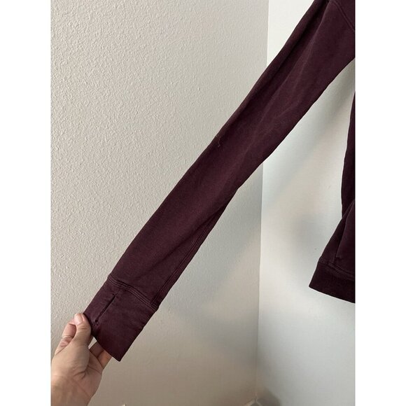 Lululemon Sweatshirt Size 6 Burgundy Stress Less Funnel Neck Hoodie Pullover - Picture 4 of 14